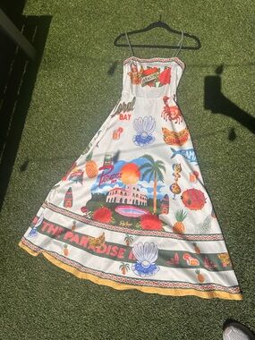 Tropical spaghetti strap dress S